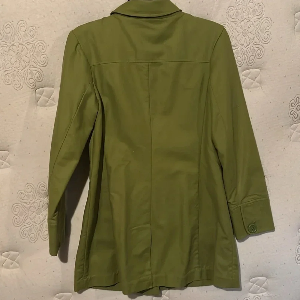 Mossimo Women's Short Trench Coat Green Snap Big Button size Medium - Picture 7 of 10